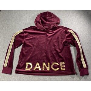 JUSTICE Active Girls DANCE  Velour Velvet Pullover Hoodie Sweatshirt, Sz 18 Plus